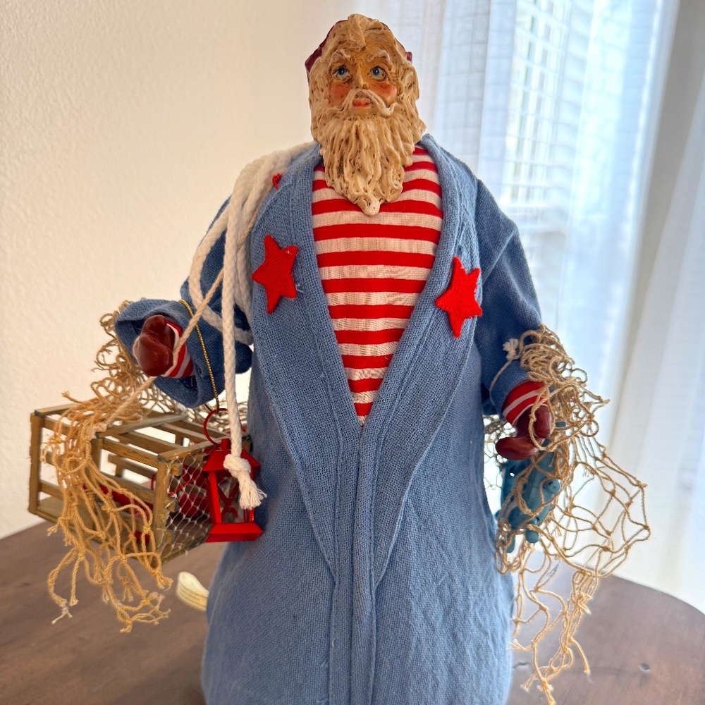 LYNN HANEY Collectible Vintage Santa Crab Fisherman Tree Topper